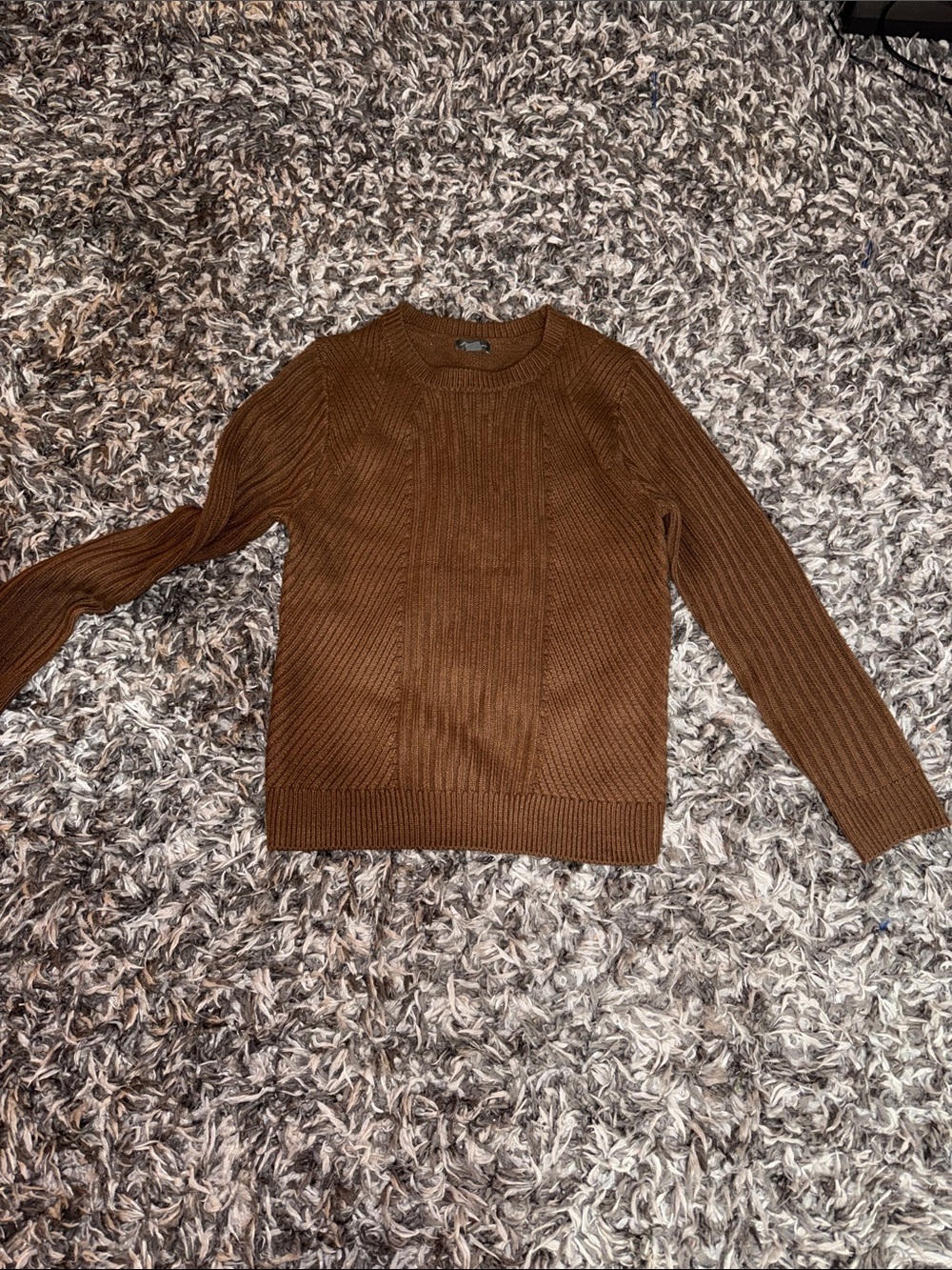 Eddie Bauer Brown Cable-Knit Crewneck Sweater
